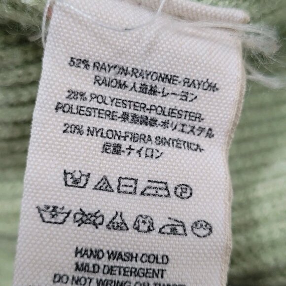 Free People Green Knit Oversized Pullover Turtleneck Sweater Size Medium M - Picture 4 of 11